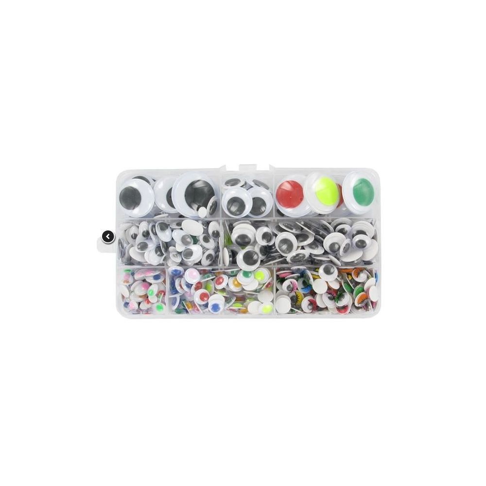 Yeux mobiles tailles et couleurs assorties (Boîte de 500)