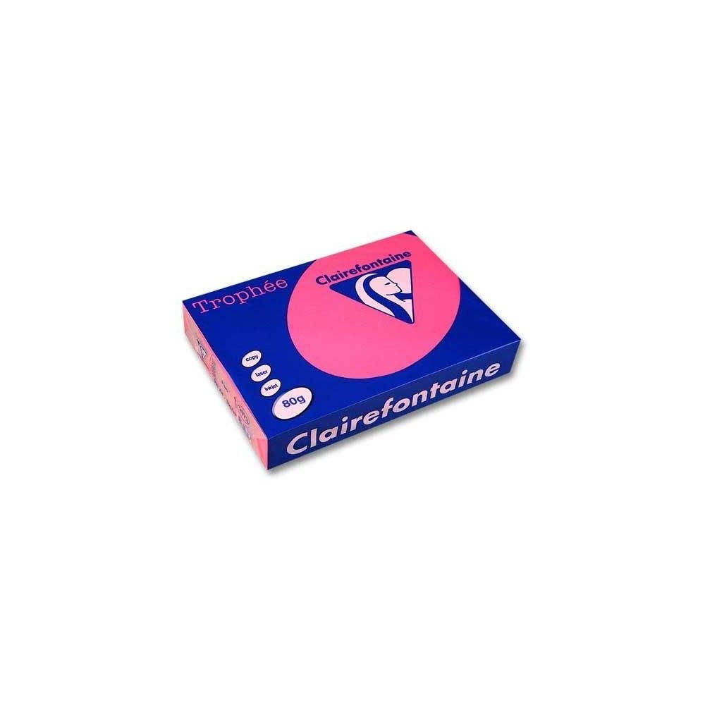 Rame A4 -  80g - Rose Fluo - CLAIREFONTAINE (500 f.) Ref:2973