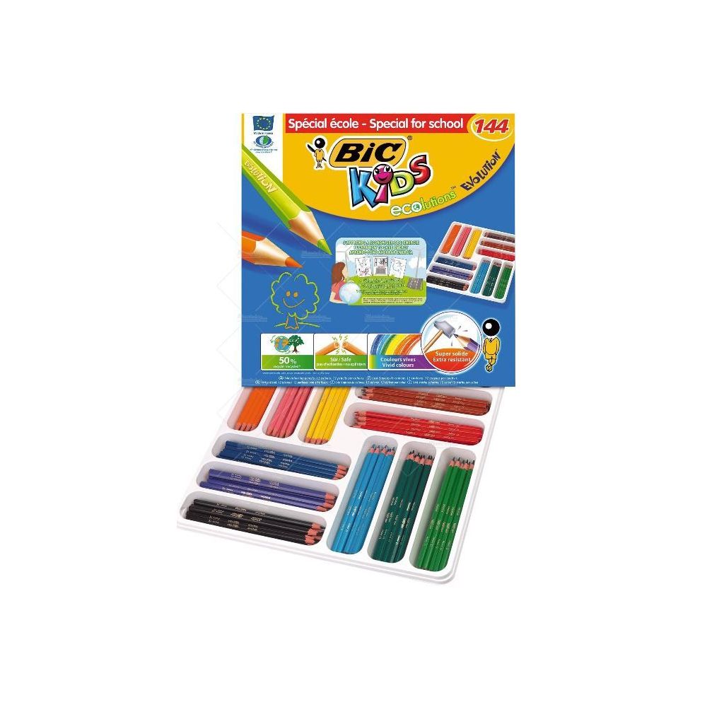 Crayon Couleur BIC EVOLUTION Hexagonaux - Class Pack 144 couleurs