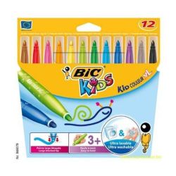 Feutre Couleur BIC KIDS Couleur XL - Ultra Lavable - 12 COULEURS