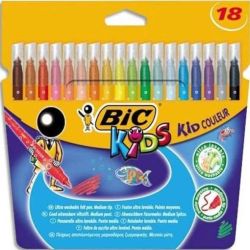 Feutre Couleur BIC KIDS Couleur - Lavable - Médium - 18 COULEURS