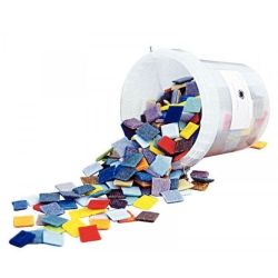 Mosaïques 2 x 2cm en pâte de verre - Assortis - Seau de 1 litre