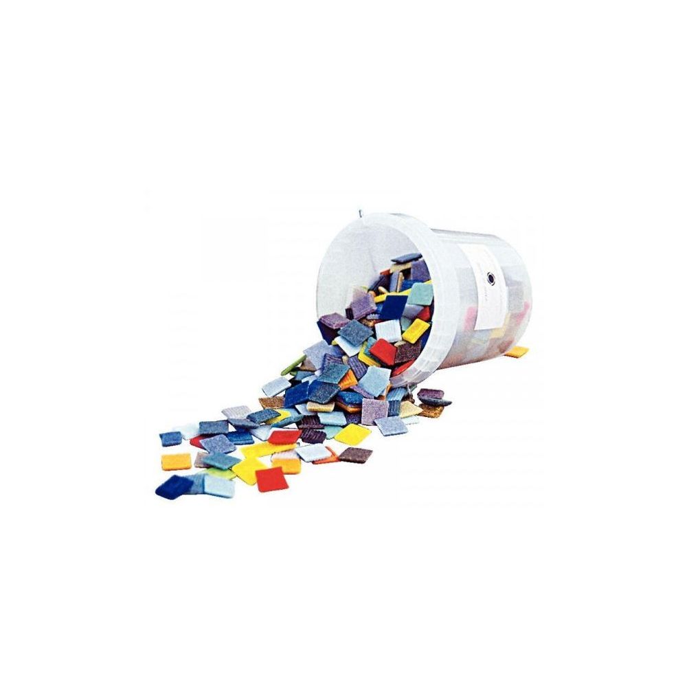 Mosaïques 2 x 2cm en pâte de verre - Assortis - Seau de 1 litre