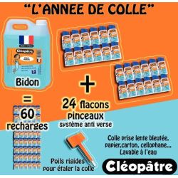 Colle transparente bleutée CLEOPATRE 5L + 24 flacons