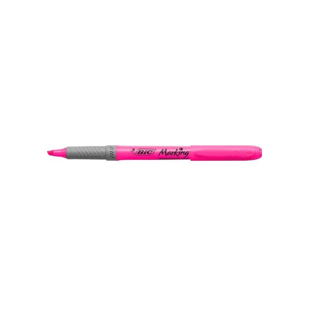 Surligneur BIC BRITE LINER Grip - Trait 1 à 3.2 mm - ROSE FLUO