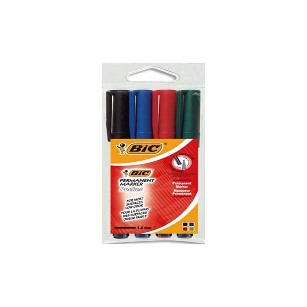 Marqueur perm. BIC MARKING POCKET 1445 Recyclé Ogive 1.4mm 4 CL**NSFP