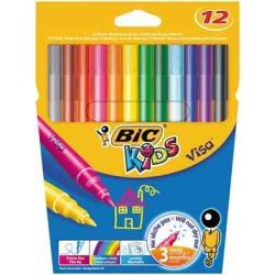 Feutre Couleur BIC KIDS Visa - Lavable - Fin - 12 COULEURS
