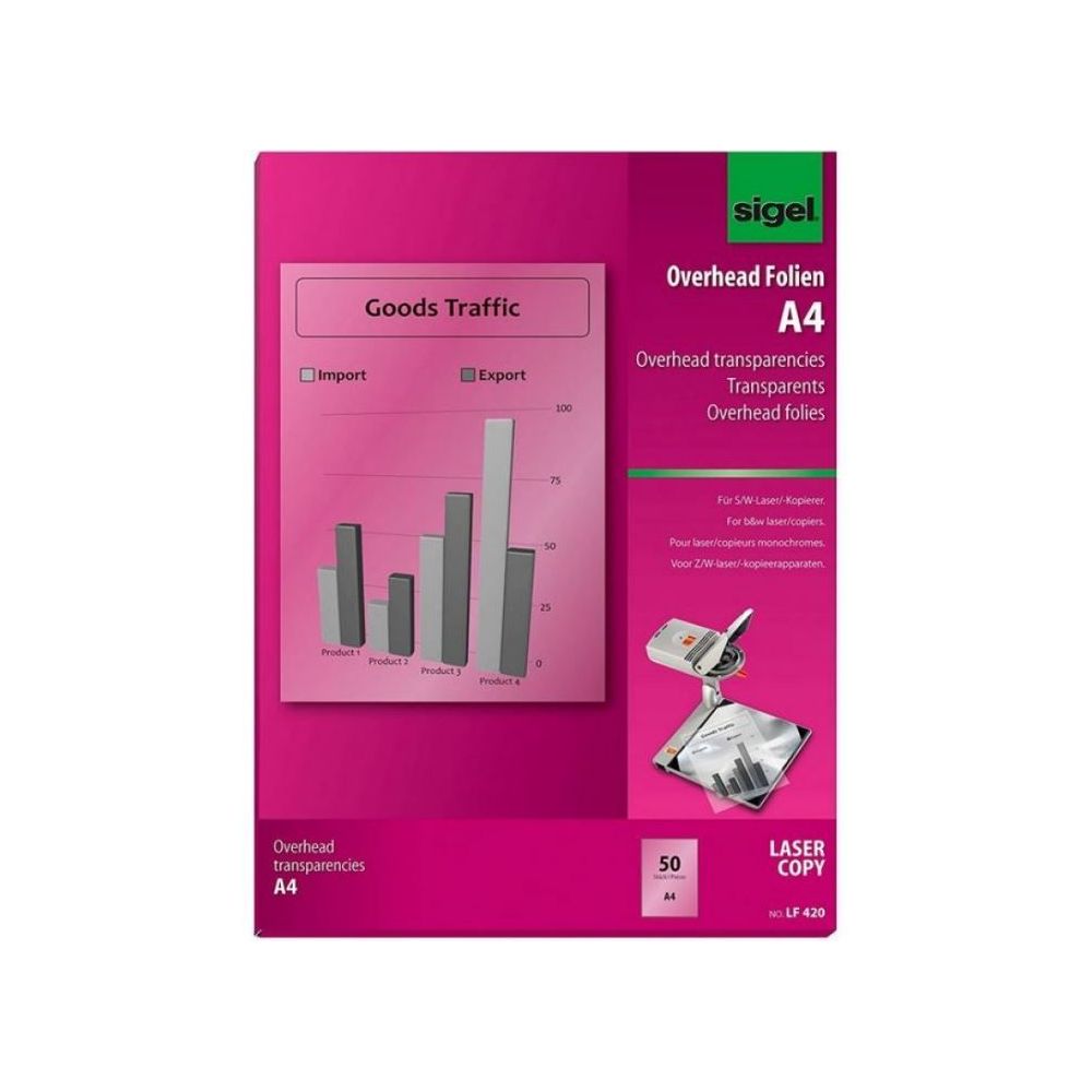 Transparents A4 rétroproj(100 feuilles) (pour impression copieur N/B)