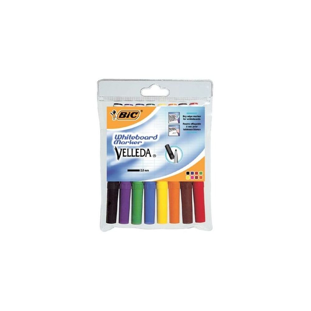 Marqueur effaç. BIC VELLEDA 1741 - Ogive Medium 1.5mm - 8 COULEURS