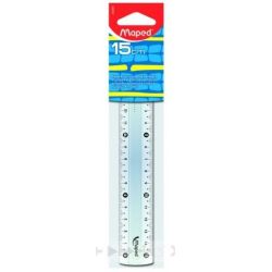 Regle Cristal incolore graduée - 1 biseau + bd antitache - 15cm 