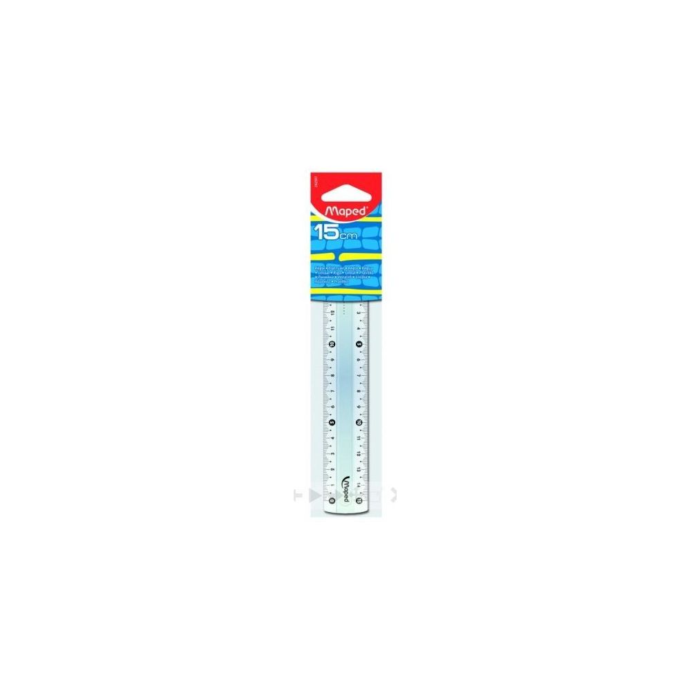 Regle Cristal incolore graduée - 1 biseau + bd antitache - 15cm 