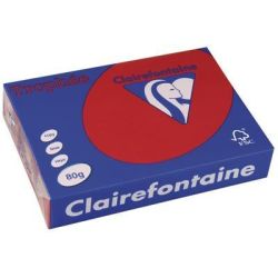 Rame A4 -  80g - Rouge Groseille - CLAIREFONTAINE (500 f.) Ref:1782