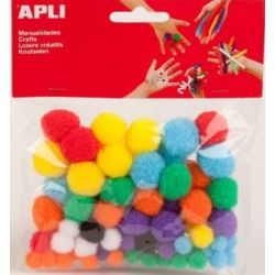 Pompons avec tailles et couleurs assorties( sachet de 78) 13061