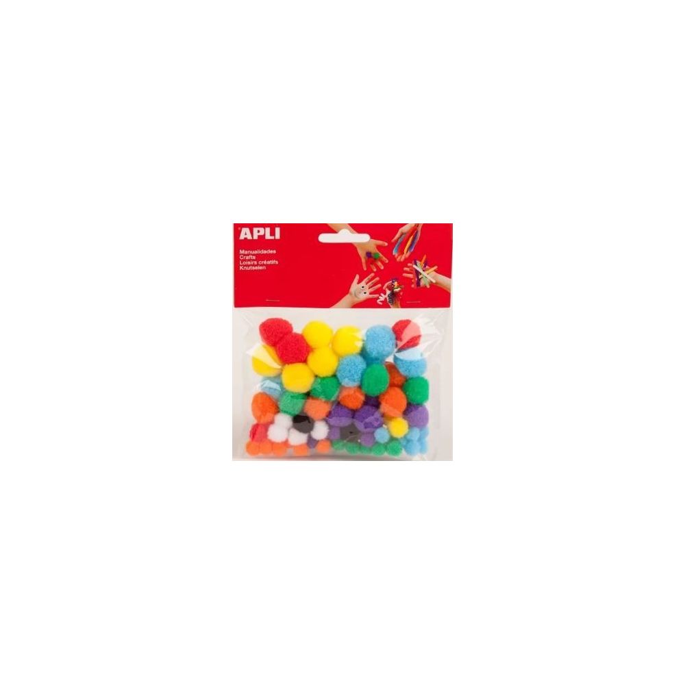 Pompons avec tailles et couleurs assorties( sachet de 78) 13061