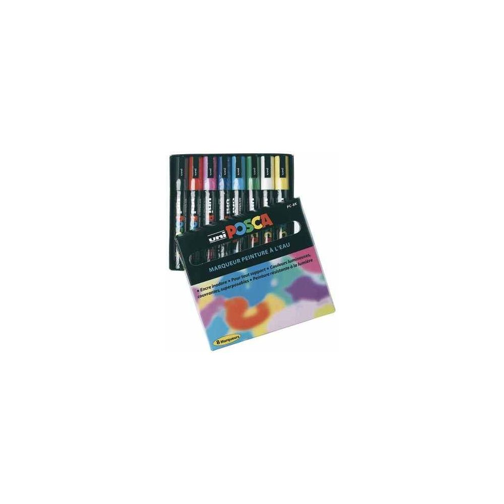 Marqueur gouache POSCA - Biseau 8mm - PC-8K - (8 COULEURS)