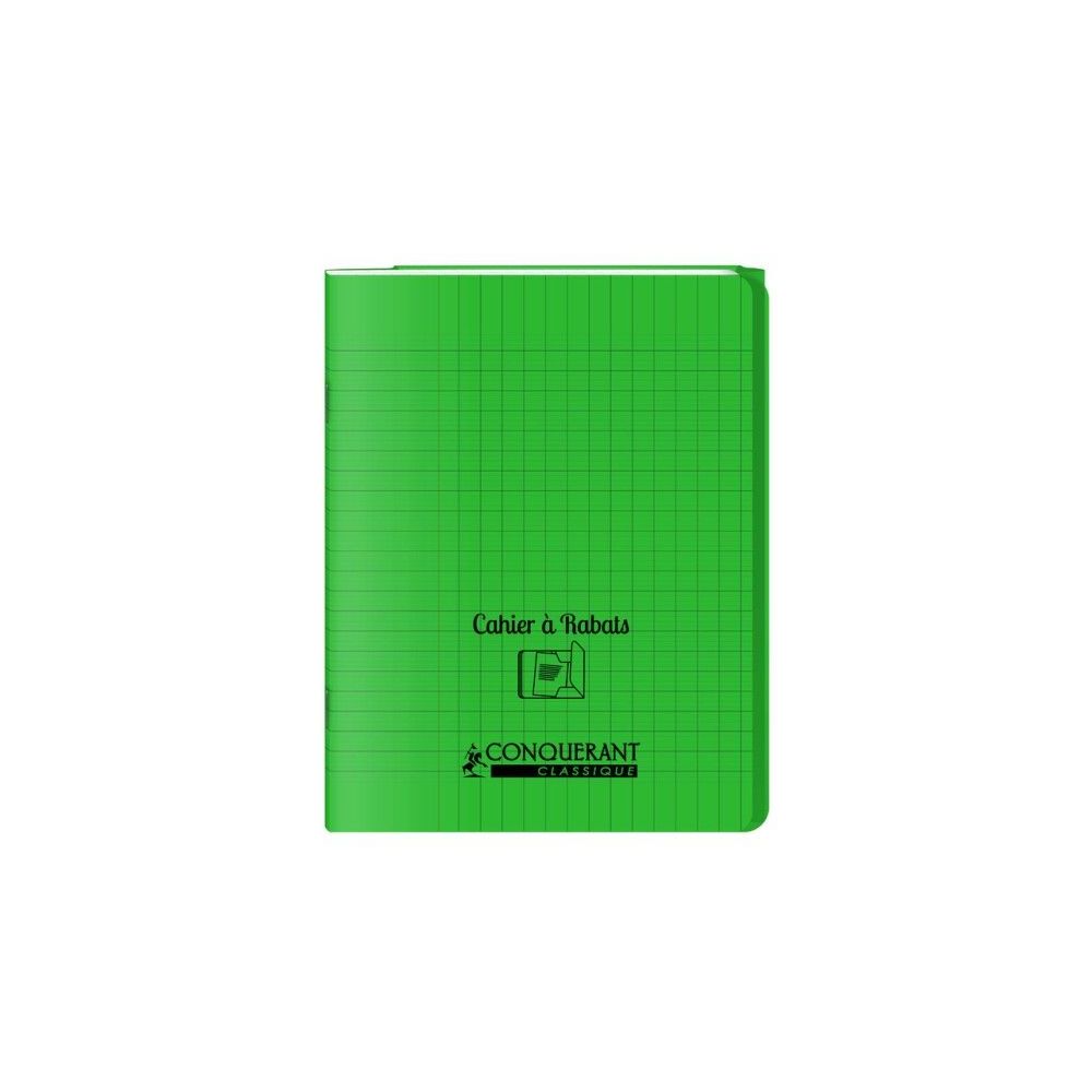Cahier 17x22cm Séyès 96 p rabat Piqûre 90g Polypro VERT