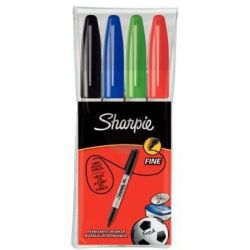 Marqueur perm. SHARPIE - Ogive - Pointe fine - 4 COULEURS