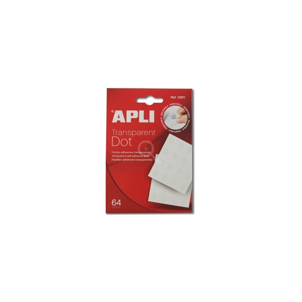 Pate adhésive enlevable APLI - Carte de 120 pastilles transparentes