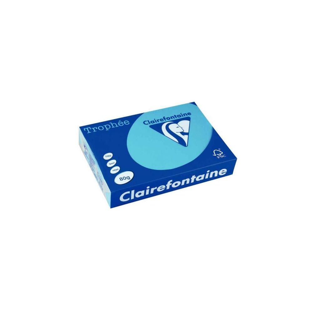 Rame A4 -  80g - Bleu Turquoise - CLAIREFONTAINE (500 f.)  Réf:1781