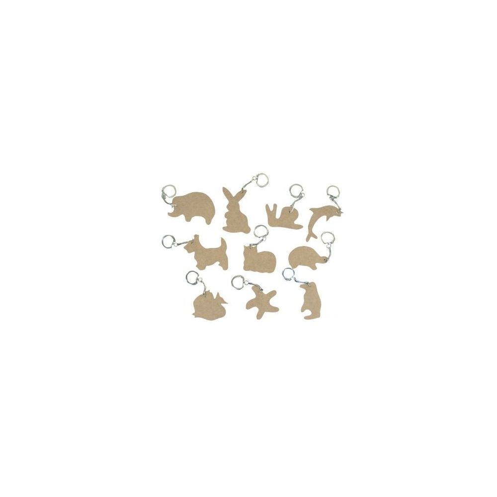Porte clé en bois Animaux à décorer (Lot de 10)