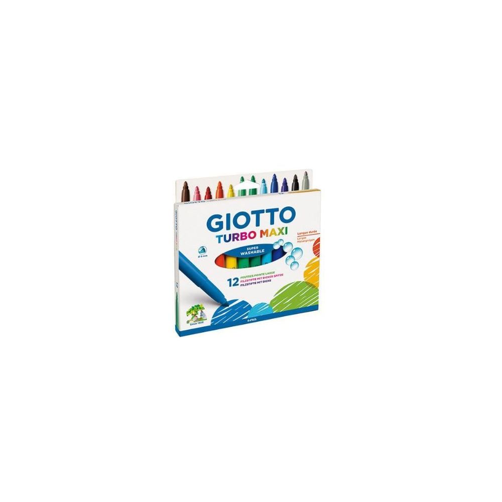 Feutre Couleur GIOTTO Turbo Maxi - Lavable - Large - 12 COULEURS