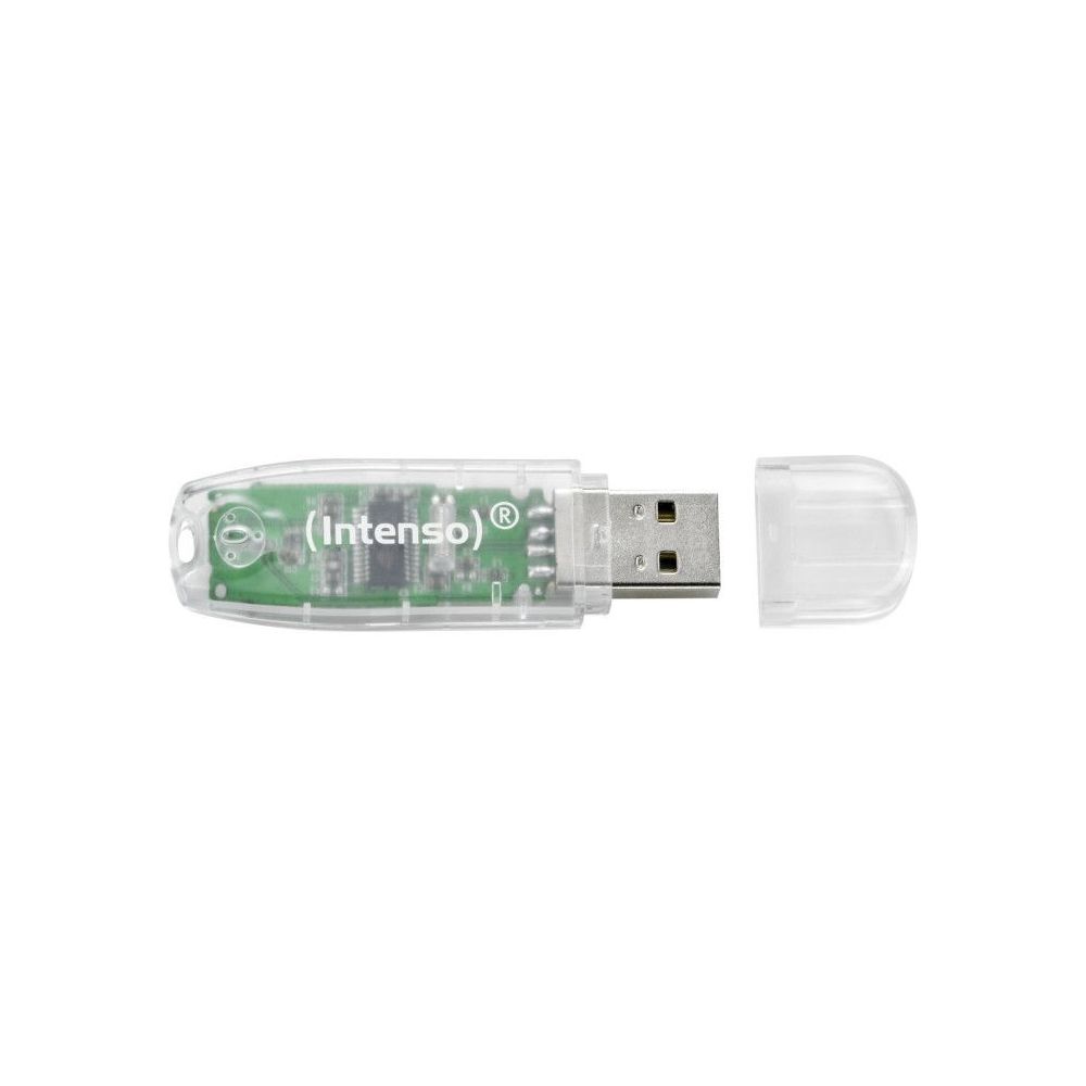 Clé USB 2.0 - 32 Go - INTENSO - Rainbow Line - Transparente