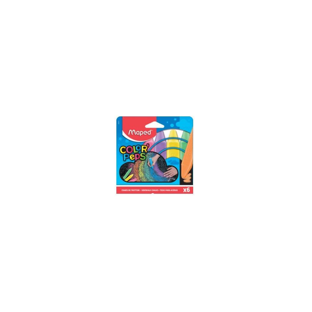 Craie de trottoir MAPED Color Peps - Brillant - Rond - 6 COULEURS