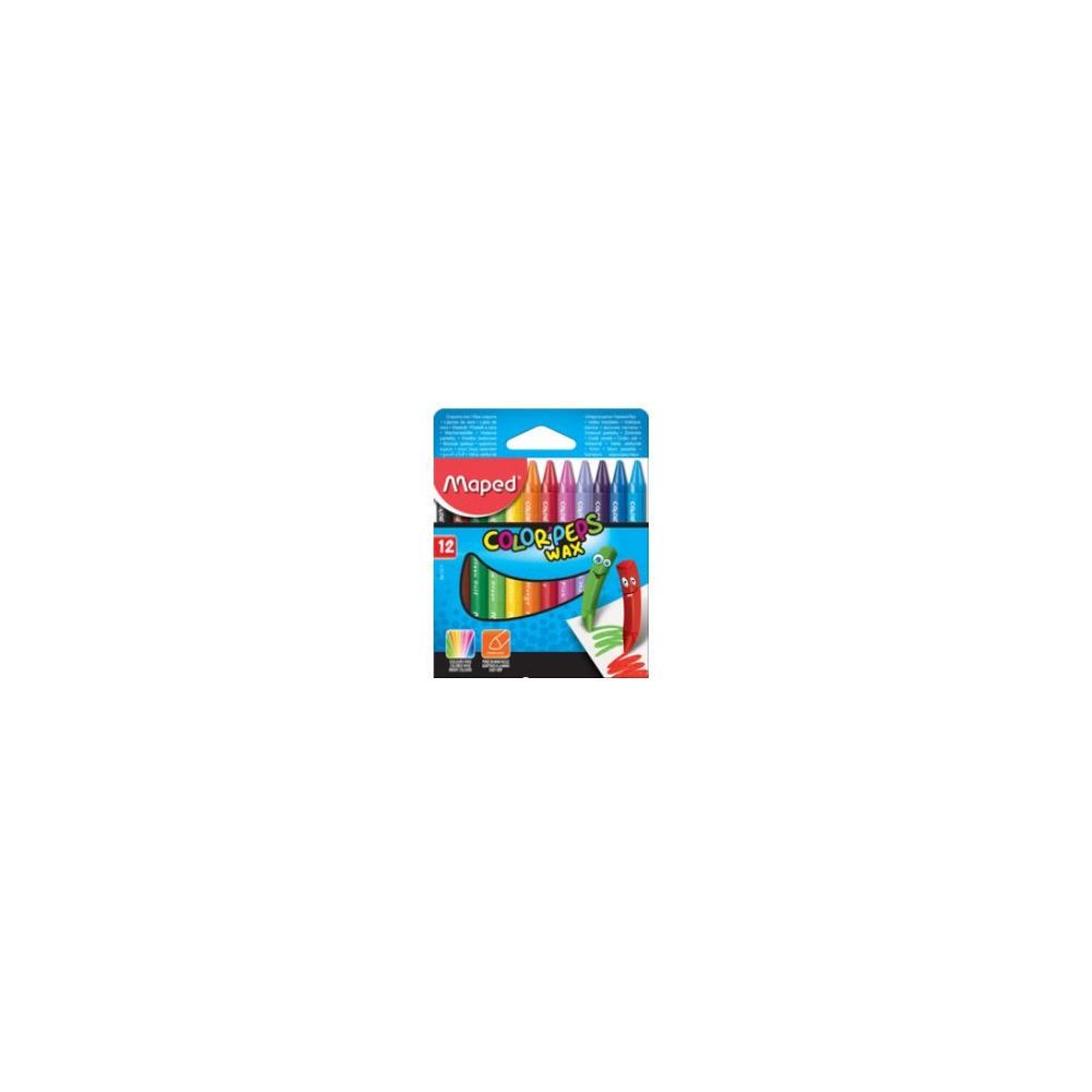 Crayon Cire MAPED Color'Peps Wax - Triangulaires - 12 COULEURS