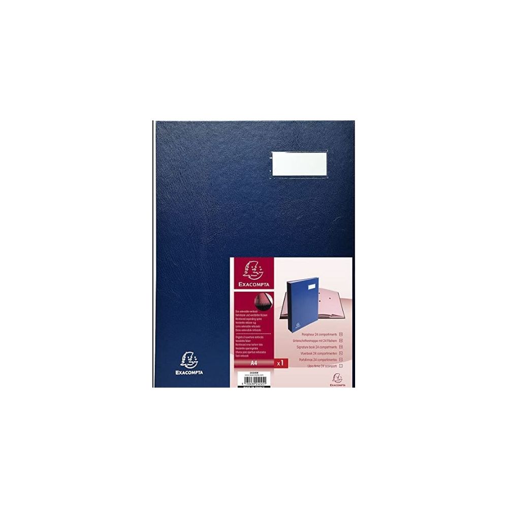 Parapheur 24 compartiments avec Porte étiquette BLEU - EXACOMPTA