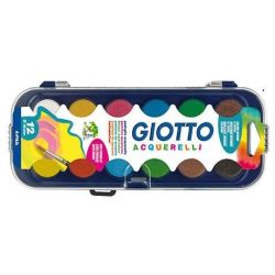 Peinture à l eau en godets GIOTTO - d: 30mm - 12 coul. + Pinceau - Z