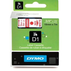 Ruban DYMO D1 - 19mm Rouge/Blanc pour titreuse - 45805 (7m) - Z