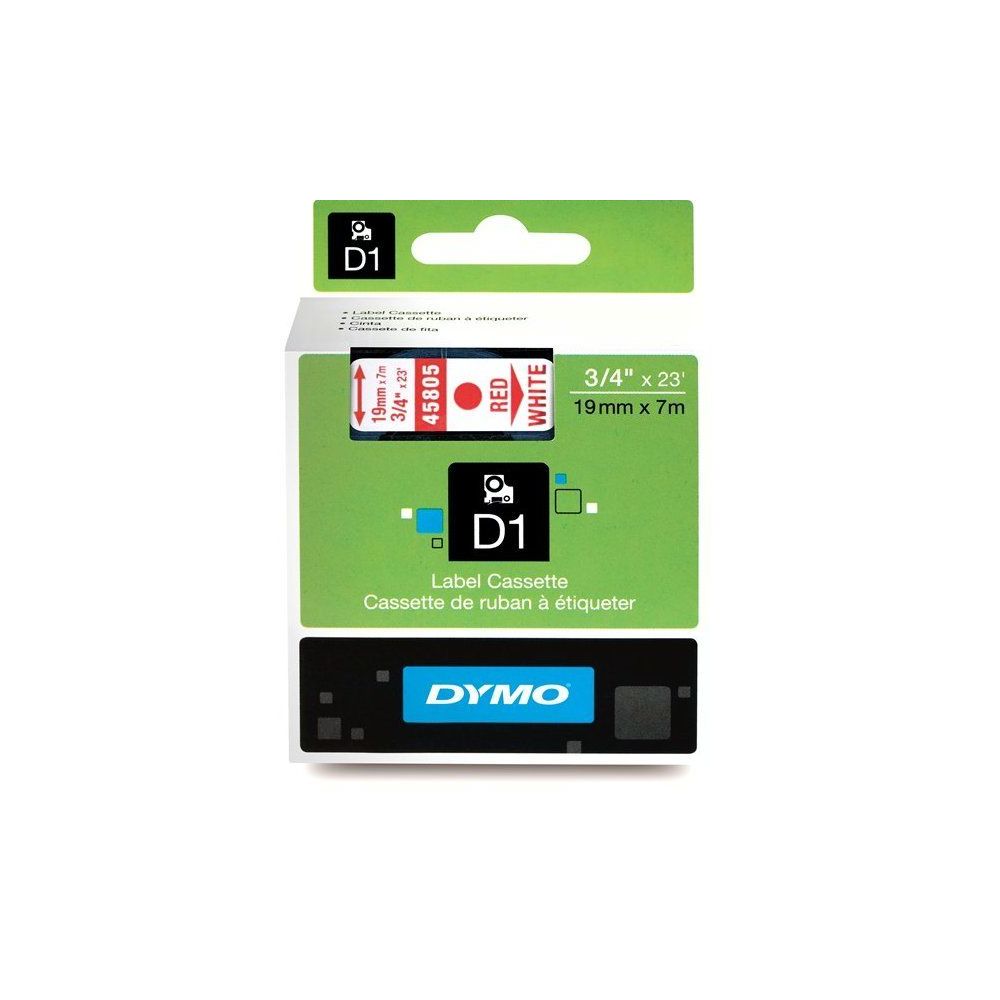 Ruban DYMO D1 - 19mm Rouge/Blanc pour titreuse - 45805 (7m) - Z