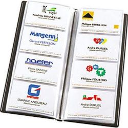 Porte cartes de visite en PVC aspect Cuir - 128 cartes - NOIR - NSFP