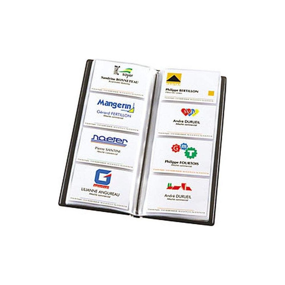 Porte cartes de visite en PVC aspect Cuir - 128 cartes - NOIR - NSFP