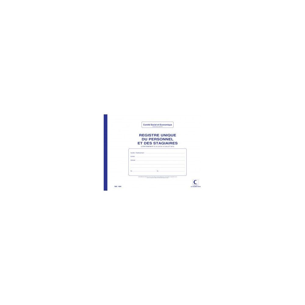 Registre unique du Personnel - A4 - Piqûre 48 pages **
