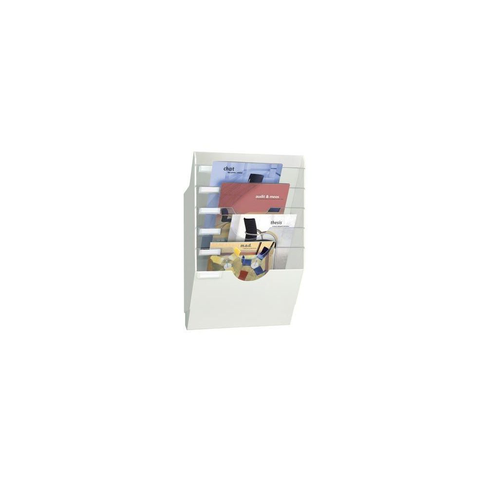 Presentoir mural plastique - 5 séparateurs L35 x H54 x P15cm - Z