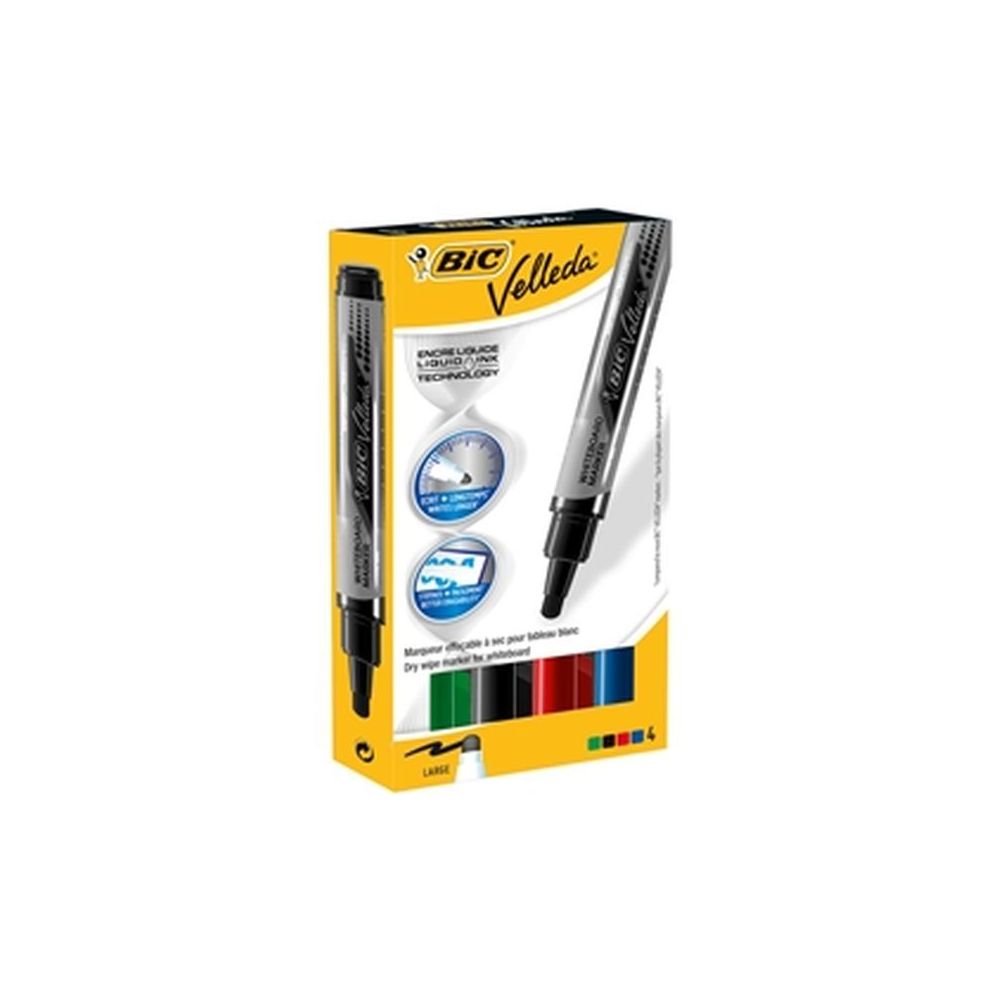 Marqueur effaç. BIC VELLEDA  - Ogive - 2.5mm - 4 COULEURS - NSFP - Z