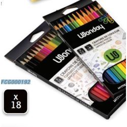 Crayon Couleur WONDAY - Octogonale - Pochette de 18 couleurs - Z
