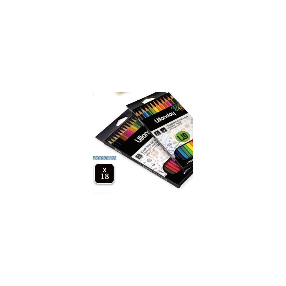 Crayon Couleur WONDAY - Octogonale - Pochette de 18 couleurs - Z