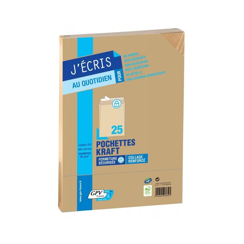 Pochette 162x229mm - Kraft - 85g - Quicksil - GPV N°6286 - (x25) **