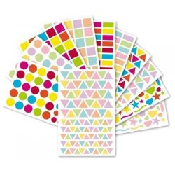 Gommettes GEOMETRIQUES Diverses Vif/Pastel (Paquet 1348 unités)