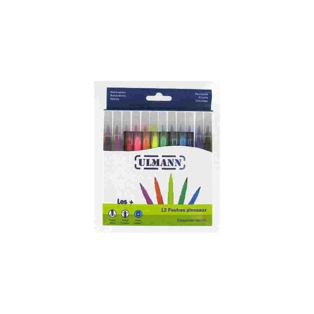 Feutre Couleur ULMANN Lavable Pinceau fin (Boite 12 couleurs) - Z
