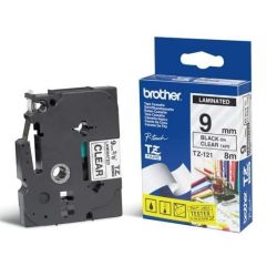 Ruban BROTHER P-TOUCH - 09mm Noir/transparent - TZ-121 (8 m) - Z