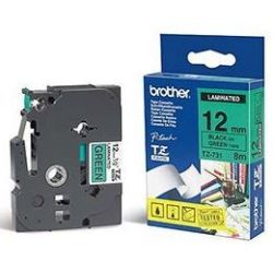 Ruban BROTHER P-TOUCH - 12mm Noir/Vert - TZ-731 (8 m) **
