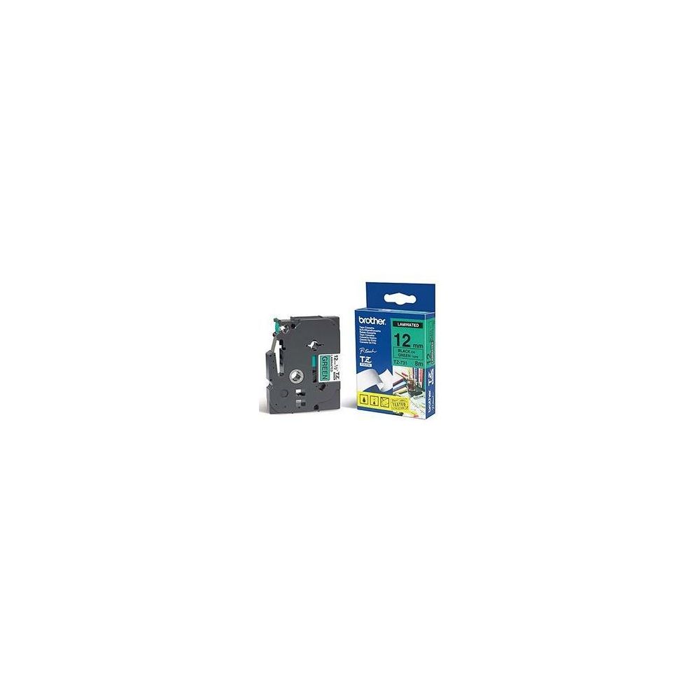 Ruban BROTHER P-TOUCH - 12mm Noir/Vert - TZ-731 (8 m) **