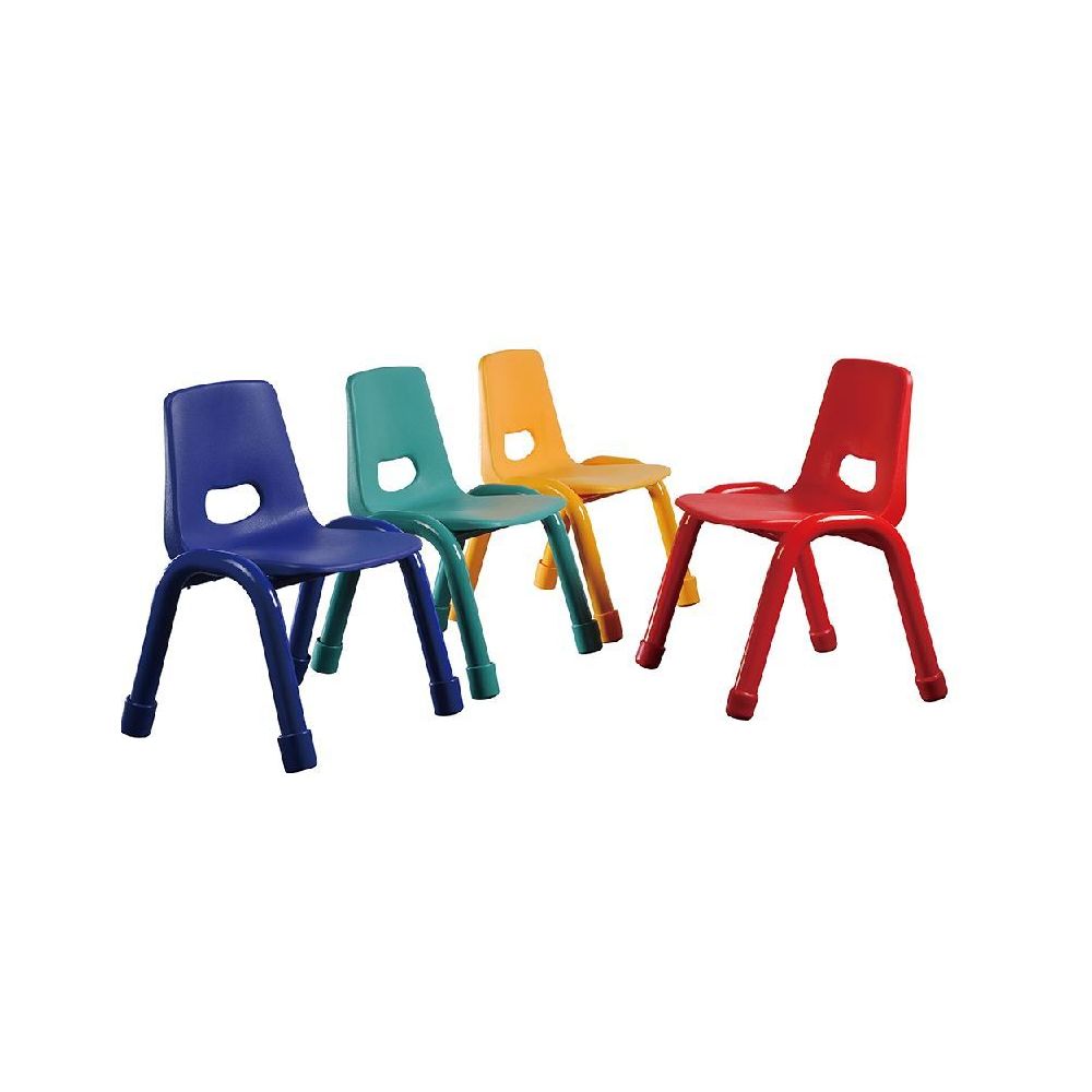 Chaise maternelle coque plastique - pieds métal H 30cm - T2 VERT Chaise maternelle coque plastique - pieds métal H 30cm - T2 VERT